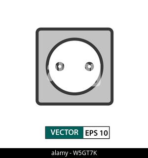 Electrical outlet icon. Colour style. Isolated on white background. Vector illustration EPS 10 Stock Vector