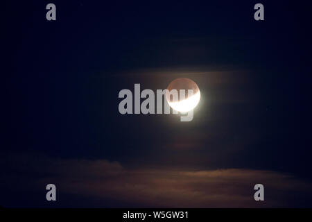 eclipse of moon by earths shadow, 16 and 17 July 2019, at peak, Sussex ...