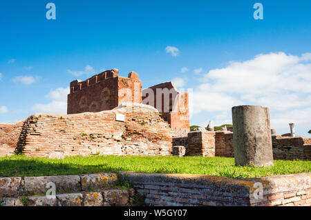 The Curia and Capitolium behind, Ostia Antica archaeological site, Ostia, Rome province, Lazio, Italy, Europe Stock Photo