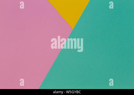 Pastel pink, yellow and light green color paper texture background. Abstract geometric paper background with trendy colors Stock Photo