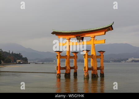Itsukushima Shrine torii gate, UNESCO World Heritage Site, Miyajima, Hiroshima Prefecture, Japan, Asia Stock Photo