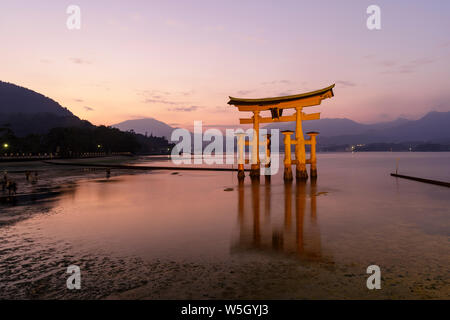Itsukushima Shrine torii gate, UNESCO World Heritage Site, Miyajima, Hiroshima Prefecture, Japan, Asia Stock Photo
