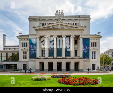 Latvian National Opera and place in Riga, Latvia, Baltic States, EU. Stock Photo