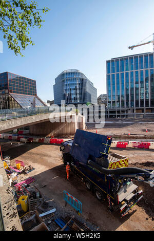 Construction work at Centenary Square in Birmingham, West Midlands UK Stock Photo