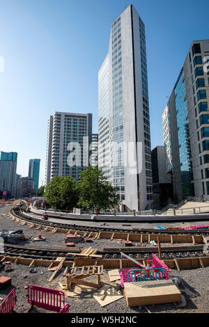 Construction work at Centenary Square in Birmingham, West Midlands UK Stock Photo