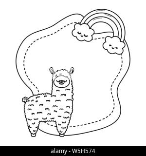 Llama cartoon design, Kawaii expression cute character funny and emoticon theme Vector illustration Stock Vector