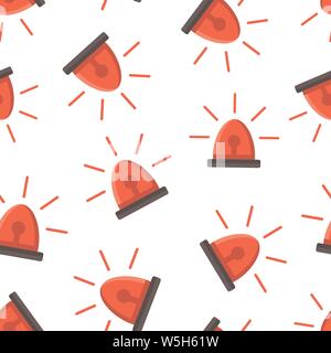 Emergency siren icon seamless pattern background. Police alarm vector illustration on white isolated background. Medical alert business concept. Stock Vector