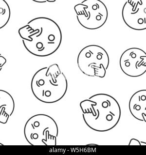 Thinking face icon seamless pattern background. Smile emoticon vector illustration on white isolated background. Character business concept. Stock Vector