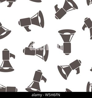 Megaphone speaker icon seamless pattern background. Bullhorn vector illustration on white isolated background. Scream announcement business concept. Stock Vector