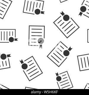 Certificate icon seamless pattern background. License badge vector illustration on white isolated background. Winner medal business concept. Stock Vector