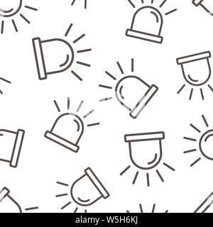 Emergency siren icon seamless pattern background. Police alarm vector illustration on white isolated background. Medical alert business concept. Stock Vector