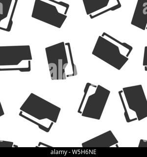 File folder icon seamless pattern background. Documents archive vector illustration on white isolated background. Storage business concept. Stock Vector