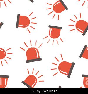 Emergency siren icon seamless pattern background. Police alarm vector illustration on white isolated background. Medical alert business concept. Stock Vector