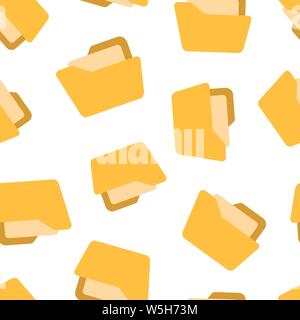 File folder icon seamless pattern background. Documents archive vector illustration on white isolated background. Storage business concept. Stock Vector