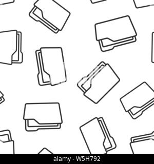 File folder icon seamless pattern background. Documents archive vector illustration on white isolated background. Storage business concept. Stock Vector