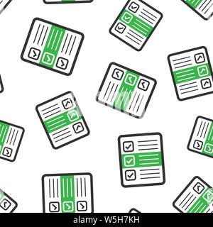 Questionnaire icon seamless pattern background. Online survey vector illustration on white isolated background. Checklist report business concept. Stock Vector