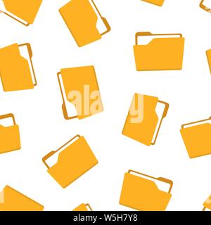 File folder icon seamless pattern background. Documents archive vector illustration on white isolated background. Storage business concept. Stock Vector