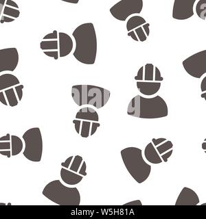 Construction worker icon seamless pattern background. Factory employee vector illustration on white isolated background. Architect manager business co Stock Vector