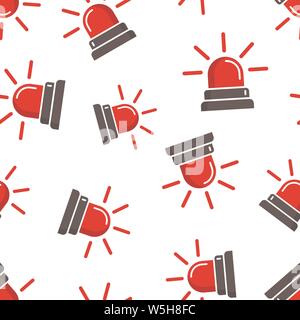 Emergency siren icon seamless pattern background. Police alarm vector illustration on white isolated background. Medical alert business concept. Stock Vector
