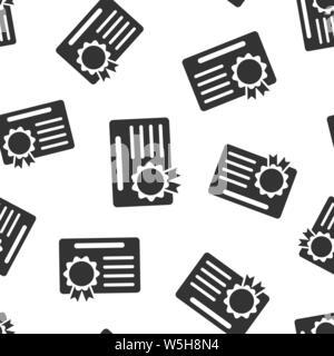 Certificate icon seamless pattern background. License badge vector illustration on white isolated background. Winner medal business concept. Stock Vector