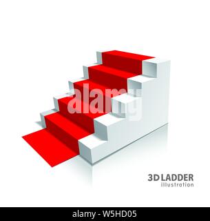 Design elements White stairs realistic illustration design with shadow on transparent background. Stock Vector