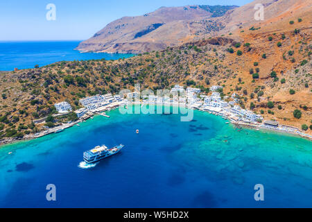 Greek village of Loutro, Chania, Crete, Greece. Stock Photo