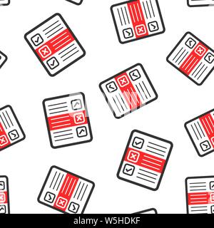 Questionnaire icon seamless pattern background. Online survey vector illustration on white isolated background. Checklist report business concept. Stock Vector