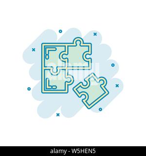Puzzle compatible icon in comic style. Jigsaw agreement vector cartoon ...