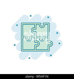 Puzzle compatible icon in comic style. Jigsaw agreement vector cartoon ...