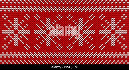 Christmas traditional seamless winter pattern. Red and white knitted geometric background. Vector illustration Stock Vector