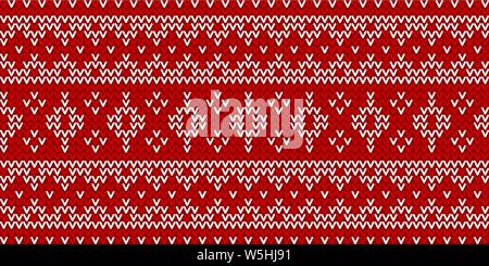 Christmas traditional seamless winter pattern. Red and white knitted geometric background. Vector illustration Stock Vector