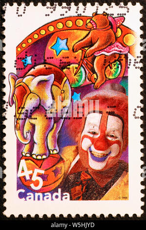 Canadian postage stamp celebrating circus
