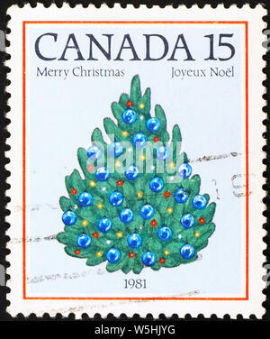 Canadian postage stamp with Christmas tree