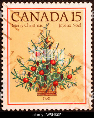 Christmas tree on postage stamp of Canada