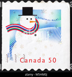Snowman on canadian postage stamp