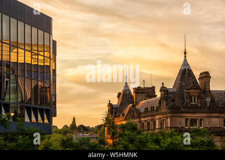 Dusk at the Concert Hall and Guildhall in Nottingham City, Nottinghamshire England UK Stock Photo