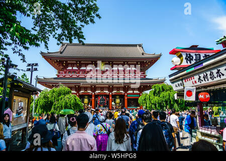 Tokyo, Japan - May 11, 2019: Sensoji is Asakusa's main attraction, a very popular Buddhist temple, built in the 7th century. The temple is approached Stock Photo