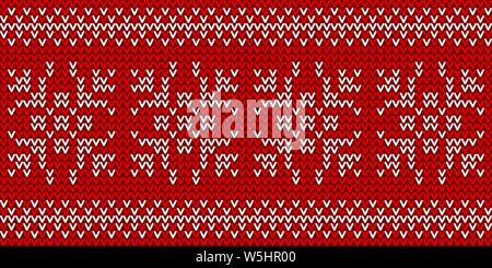 Christmas traditional seamless winter pattern. Red and white knitted geometric background. Vector illustration Stock Vector