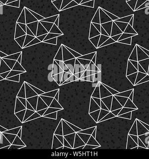 Geometric seamless pattern with linear crystals. Black and white polygonal background. Vector illustration Stock Vector
