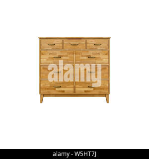 Wooden drawer isolated on white background Stock Photo