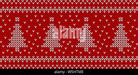 Christmas traditional seamless winter pattern. Red and white knitted geometric background. Vector illustration Stock Vector