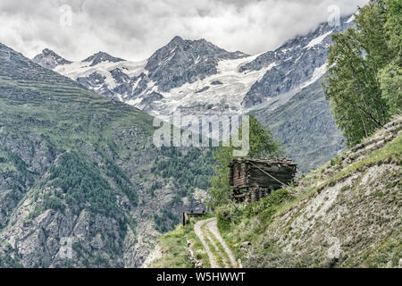 Wooden hut in the mountains, Zermatt, Switzerland Stock Photo - Alamy