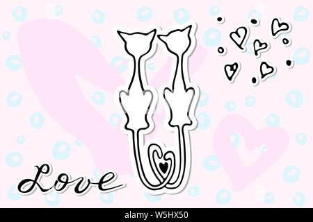 Valentines day hand drawn romantic doodle card. Love symbols. Design for print, cards and coloring page. Vector illustration Stock Vector