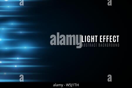 Abstract background of blue glowing lines. Light effect. Futuristic blurred neon lines on dark background. Vector illustration. EPS 10 Stock Vector