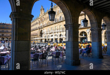 The Baroque Plaza Mayor in the center of Salamanca, Spain. Stock Photo