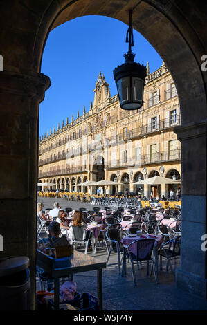 The Baroque Plaza Mayor in the center of Salamanca, Spain. Stock Photo