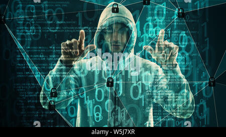 Cyber threats, computer numbers zeros ones binary code Stock Photo