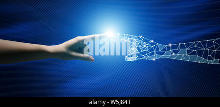 Connection Between People And Artificial Intelligence Technology Stock Photo