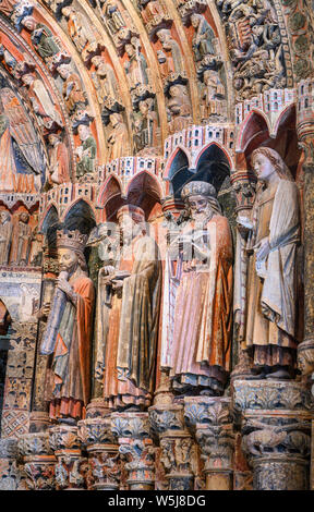 The 13th century, polychrome, Pórtico de la Majestad, Majesy Portico, in the Collegiate church of Santa María la Mayor, Toro, Zamora Province, Castill Stock Photo