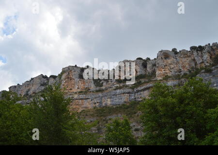 Set of Natural Calcareous Structures that are part of a karst complex of the Ebro River Canyon passing through Orbaneja del Castillo. August 28, 2013. Stock Photo